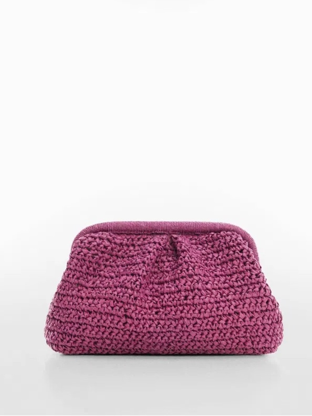 Mango MNG Rattan Clutch Bag in Fuchsia - Picture 2 of 8